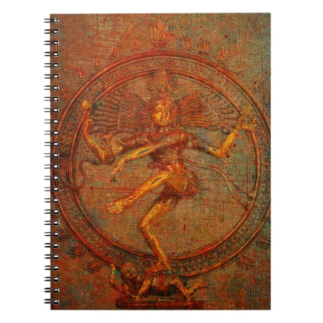 Caderno Espiral Shiva Sobre A Sobreposição De Fundo Distante (Frente)