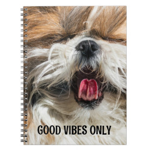 Caderno Espiral Shiz tzu lingua engraçada vibe texto personalizado