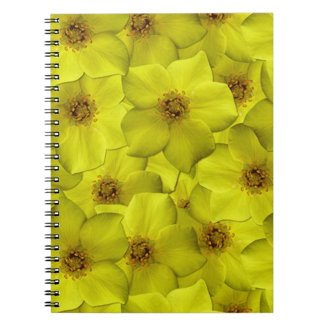 Caderno Espiral Shrubby Cinquefoil Padrão Sem Costura (Frente)