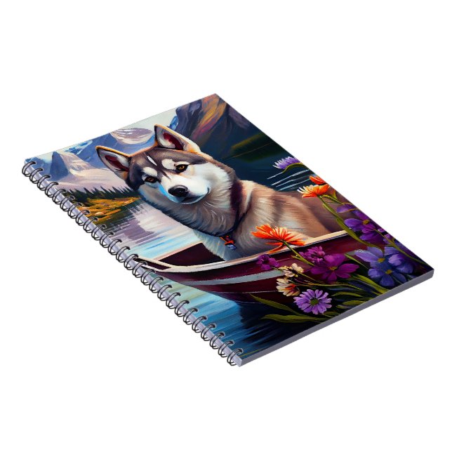 Caderno Espiral Siberian Husky em um remo: Uma aventura cética (Lado Direito)