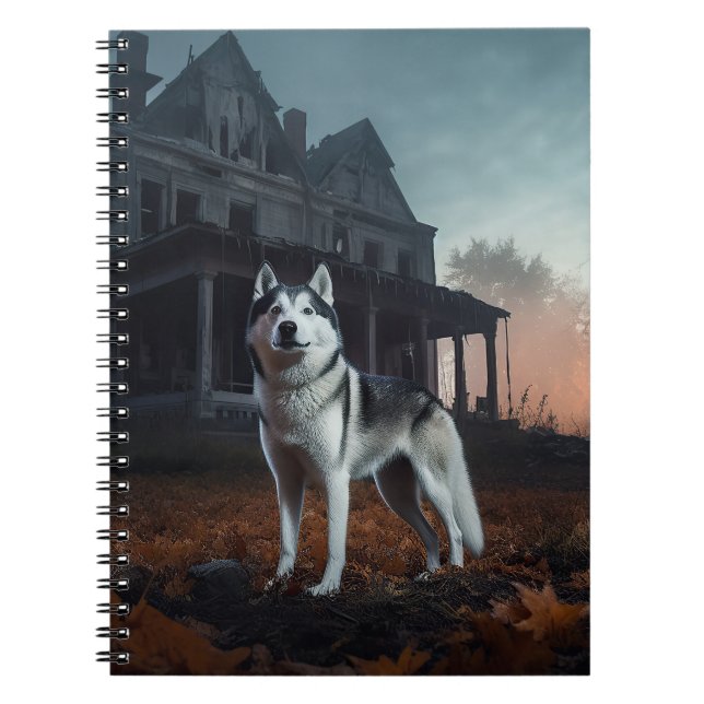 Caderno Espiral Siberian Husky Halloween Scary (Frente)