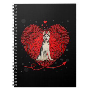 Caderno Espiral Siberian Husky Heart Love Presente de Namorados
