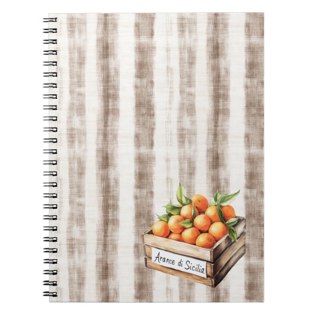 Caderno Espiral Sicily Cream Rustic Brown Stripes Oranges (Frente)