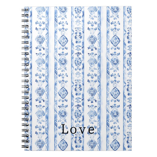Caderno Espiral Sicily Italian Rustic Blue Stripes (Frente)