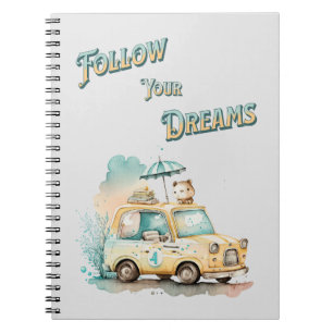 Caderno Espiral Siga seus sonhos, sua linda aquarela de carro
