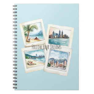 Caderno Espiral Siga seus Sonhos Viagens pelo Mundo