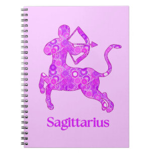 Caderno Espiral Signo do zodíaco de Sagitário em roxo ametista