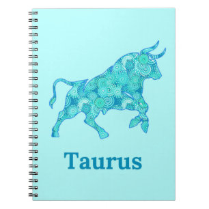 Caderno Espiral Signo do zodíaco para Touro em Tons de Azul