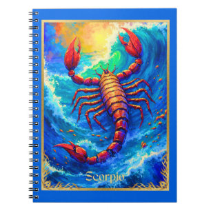 Caderno Espiral Signo Zodiacal Escorpião Emergindo de Águas Profun