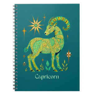 Caderno Espiral Signo Zodíaco de Capricórnio em Padrões Intrincado