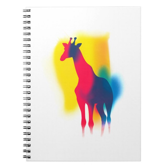 Caderno Espiral Silhouette Colorida Paint Giraffe (Frente)