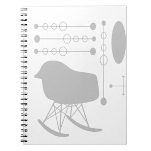 Caderno Espiral Silhouette de padrão da Cinza do século médio