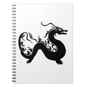 Caderno Espiral Silhouette do Dragão Asiático