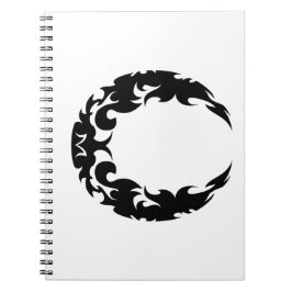 Caderno Espiral Silhueta da Lua do Crescente Negro