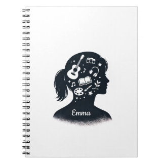 Caderno Espiral Silhueta da Mente Criativa | Arte Personalizada 