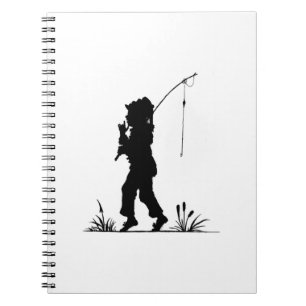 Caderno Espiral Silhueta da pesca da menina