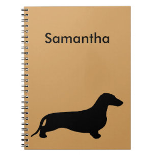 Caderno Espiral Silhueta de Dachshund preta + suas ideias