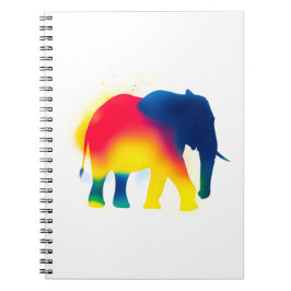 Caderno Espiral Silhueta de elefante de pulverização colorida
