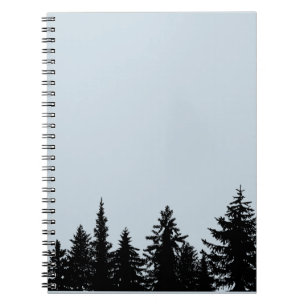 Caderno Espiral Silhueta de linha de árvore russa