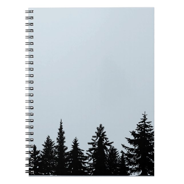 Caderno Espiral Silhueta de linha de árvore russa (Frente)