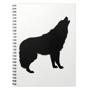 Caderno Espiral Silhueta de Lobo Uivando
