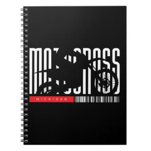 Caderno Espiral Silhueta de Motocicleta de Motocross de Michigan