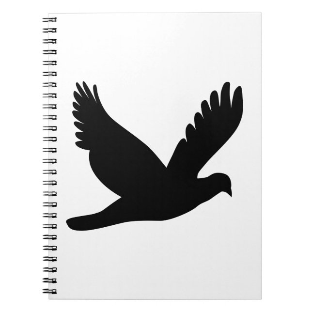Caderno Espiral Silhueta de Pombo Voando (Frente)