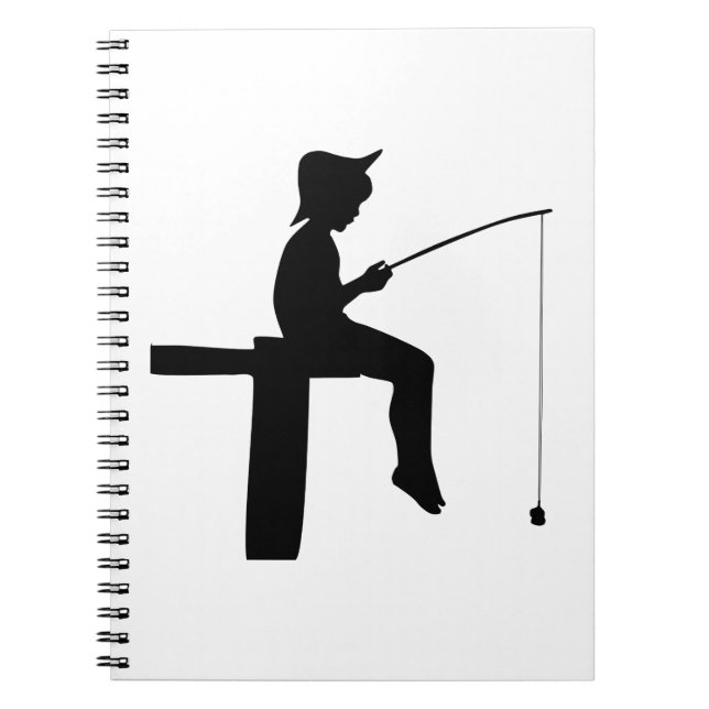 Caderno Espiral Silhueta de Rapaz Pescando (Frente)