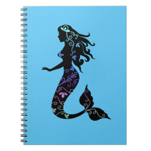 Caderno Espiral Silhueta de Sereia Ornamentado linda