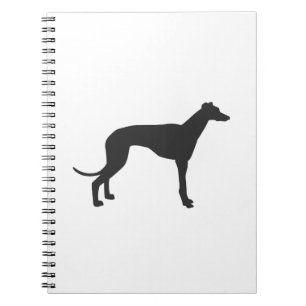 Caderno Espiral Silhueta italiana de Greyhound em preto