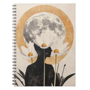 Caderno Espiral Silhueta Lua - Elegância Boho Vintage