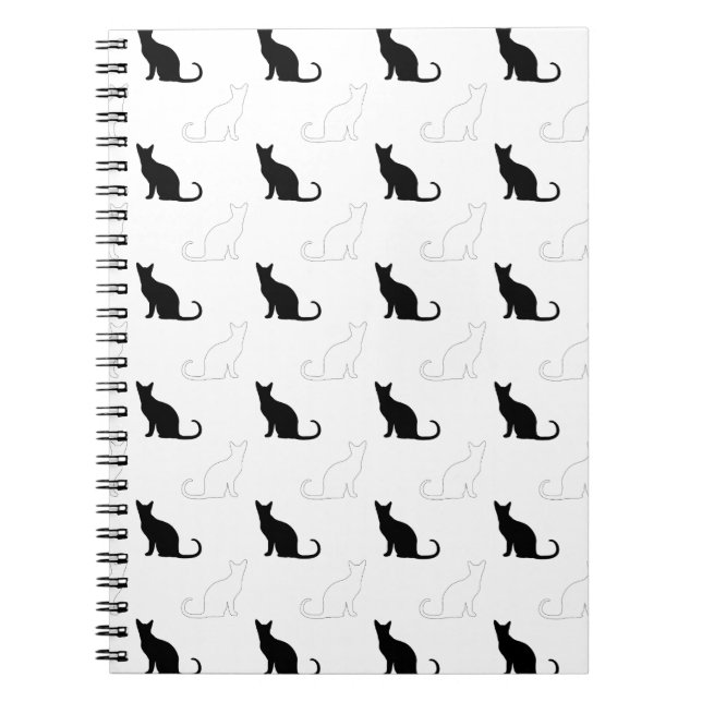 Caderno Espiral Silhuetas De Gatos Pretos E Brancos (Frente)