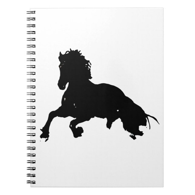 Caderno Espiral Silhuette de Cavalo Branco Negro Corrente (Frente)