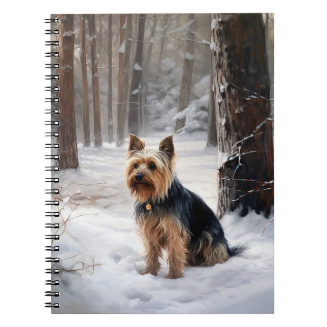 Caderno Espiral Silk Terrier Deixe-o nevar Natal (Frente)