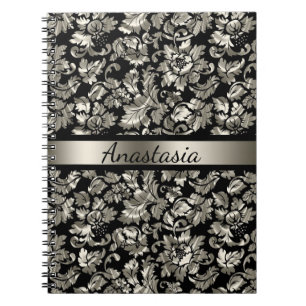 Caderno Espiral Silver Damask manchado