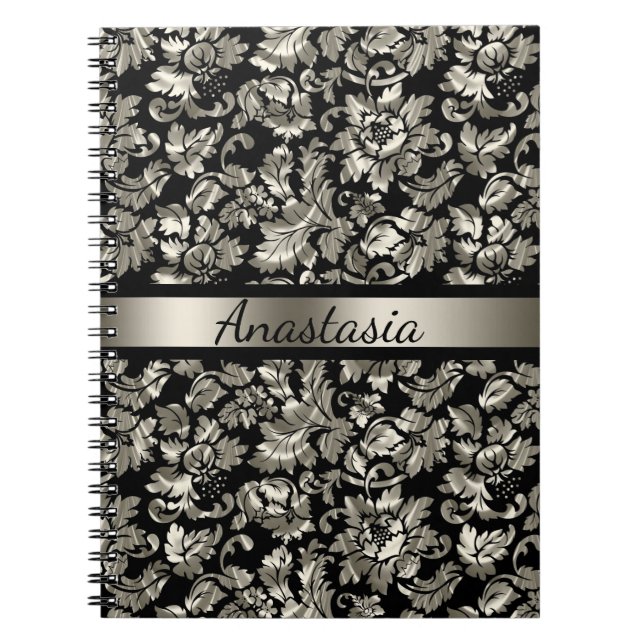 Caderno Espiral Silver Damask manchado (Frente)