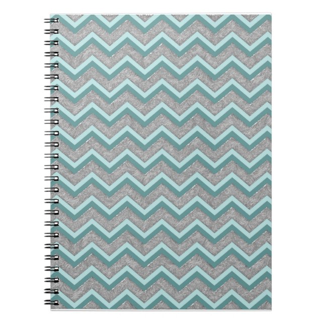 Caderno Espiral Silver Foil e Teal ZigZag (Frente)