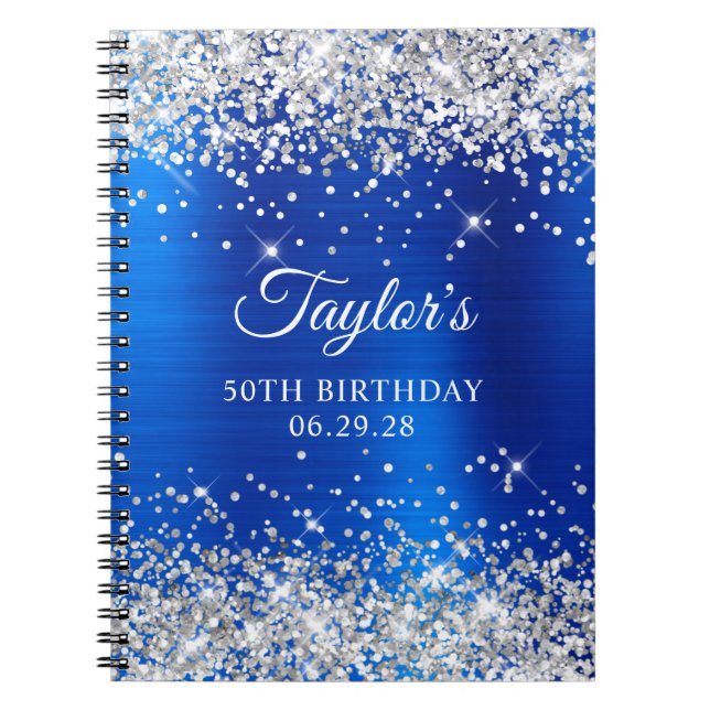 Caderno Espiral Silver Glitter Royal Blue Foil 50º Aniversário con (Frente)