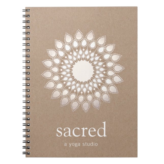Caderno Espiral Silver Lotus Mandala Yoga e Professor de Meditação (Frente)