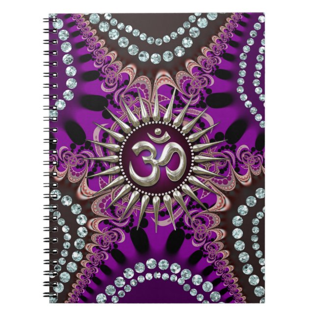 Caderno Espiral Silver Om Purple Eastern Sparkle Notebook (Frente)