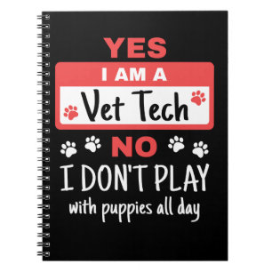 Caderno Espiral Sim, sou um Vet Tech Play com Puppies