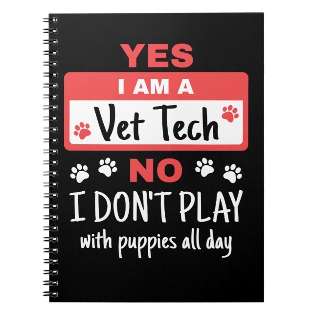 Caderno Espiral Sim, sou um Vet Tech Play com Puppies (Frente)