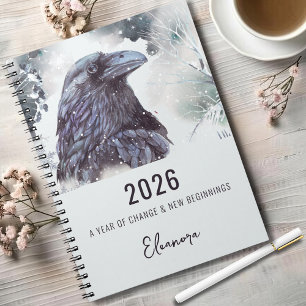 Caderno Espiral Simbolismo do Corvo Ano de Mudança de 2026