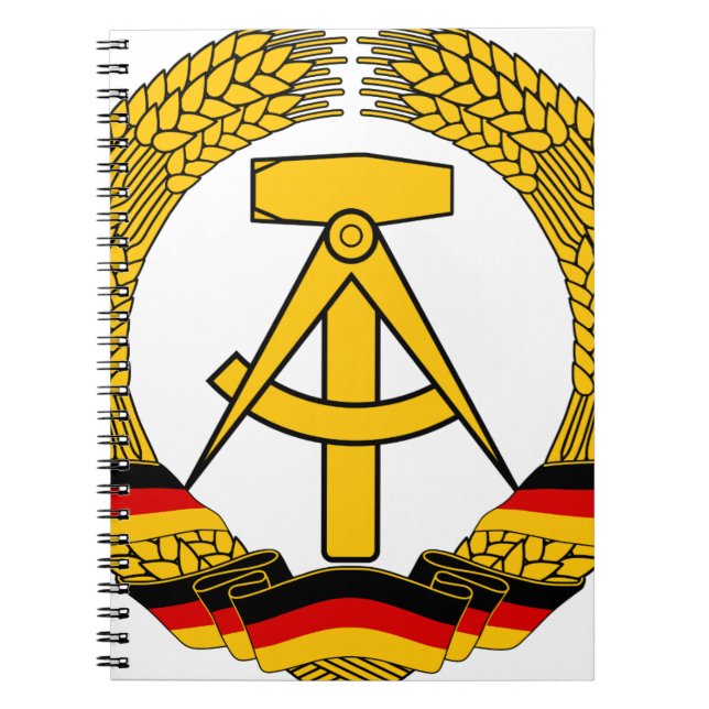 Caderno Espiral Simbolize o der RDA - emblema nacional do GDR (Frente)