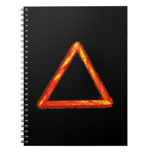 Caderno Espiral Símbolo Alquimio do Elemento de Fogo Barrado (Frente)