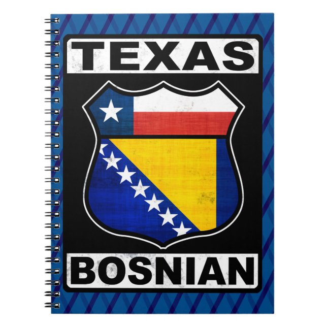 Caderno Espiral Símbolo Americano do Texas Bósnio (Frente)