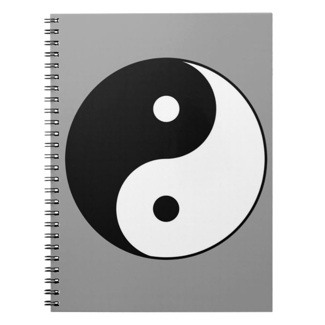 Caderno Espiral símbolo branco preto yin yang (Frente)