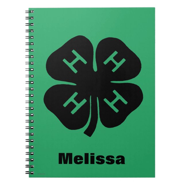 Caderno Espiral Símbolo: clube 4-H (Frente)