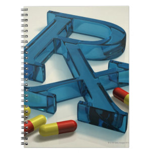 Caderno Espiral símbolo de 3D RX com cápsulas