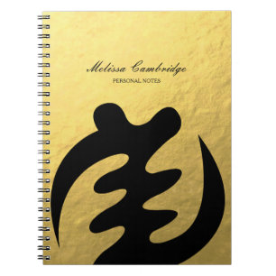 Caderno Espiral Símbolo de Adinkra para da folha Dourado do falso